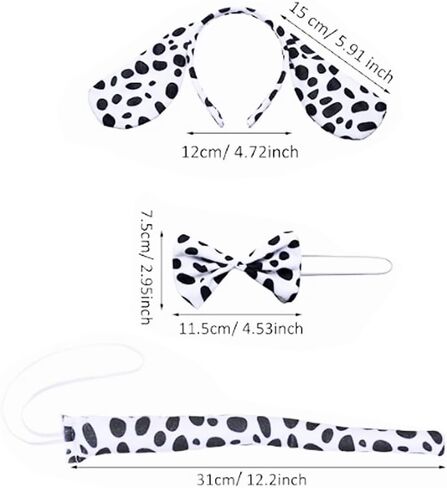 مجموعة زي ماكفاديون مع عصابات رأس أذن الكلب، وربطة عنق، وذيل لأزياء عيد الميلاد والهالوين والعام الجديد أو ديكور الحفلات in Kuwait