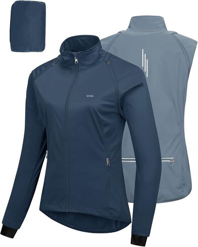 33,000ft نسائي بسحاب خفيف الوزن رياضي للتمرين اليوغا ركوب الدراجات المسار سترة الجري مقاوم للماء ضد الرياح عاكس in Kuwait