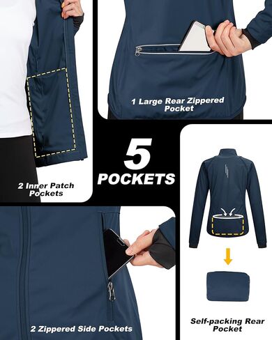 33,000ft نسائي بسحاب خفيف الوزن رياضي للتمرين اليوغا ركوب الدراجات المسار سترة الجري مقاوم للماء ضد الرياح عاكس in Kuwait