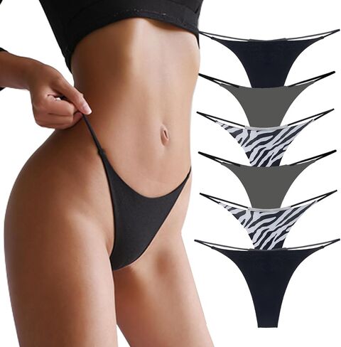ملابس داخلية قطنية نسائية من Bolivelan على شكل حرف T بظهر على شكل حرف G بيكيني منخفض الارتفاع مكون من 6 قطع in Kuwait