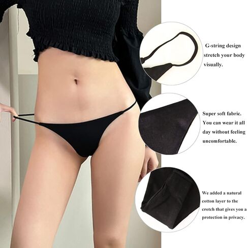 ملابس داخلية قطنية نسائية من Bolivelan على شكل حرف T بظهر على شكل حرف G بيكيني منخفض الارتفاع مكون من 6 قطع in Kuwait