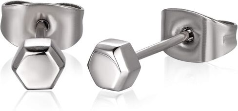 TGNEL Pure Titanium Earrings Studs Nickel-Free Hypoallergenic Earrings for Sensitive Ears, Dainty Hexagon/Triangle/Square/Rectangle Geometric Stud Earrings for Women Men in Kuwait