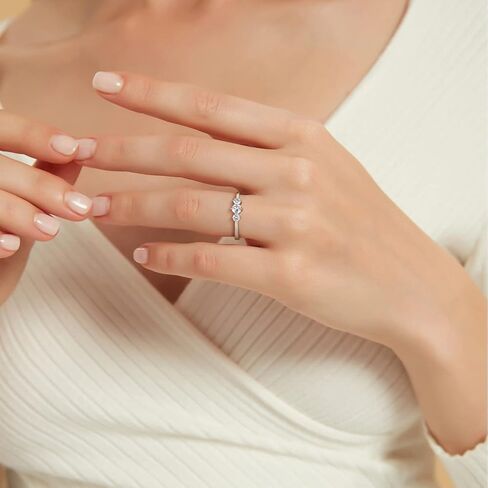 Mameloly 925 خاتم زفاف من الفضة الاسترليني للنساء التراص مكعب مستدير من الزركونيوم تشيكوسلوفاكيا خواتم الخطوبة لمقاسها 4-10 in Kuwait