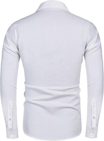 قمصان Daupanzees للرجال من القطن والكتان بأكمام طويلة وتصميم فاخر بطباعة بيزلي، قميص كاجوال بأزرار سفلية in Kuwait