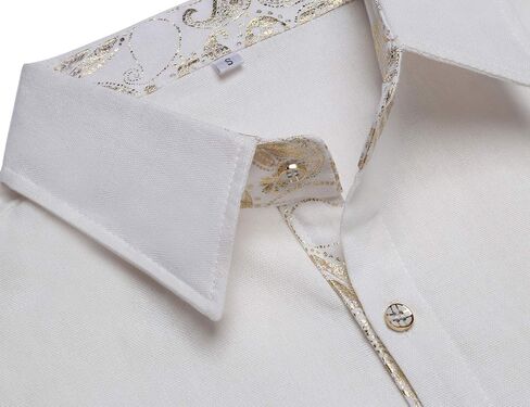 قمصان Daupanzees للرجال من القطن والكتان بأكمام طويلة وتصميم فاخر بطباعة بيزلي، قميص كاجوال بأزرار سفلية in Kuwait