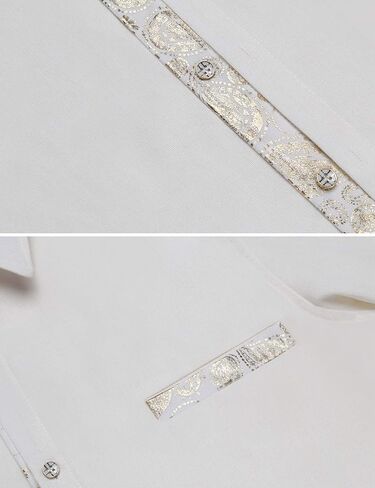 قمصان Daupanzees للرجال من القطن والكتان بأكمام طويلة وتصميم فاخر بطباعة بيزلي، قميص كاجوال بأزرار سفلية in Kuwait