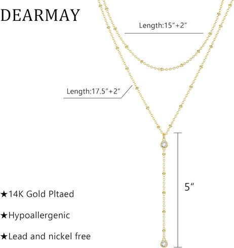قلادة Lariat الذهبية للنساء، قلادة طويلة أنيقة مطلية بالذهب عيار 14 قيراط على شكل حرف Y قلادة تشيكوسلوفاكيا قلادة بسيطة عصرية هدية مجوهرات ذهبية/فضية للفتيات in Kuwait