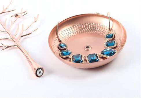 Birds Tree Jewelry Stand Display Earring Necklace Holder Organizer Rack Tower Jewelry Rack with metal tray for Ring Earrings Necklace Bracelet (Bronze) in Kuwait