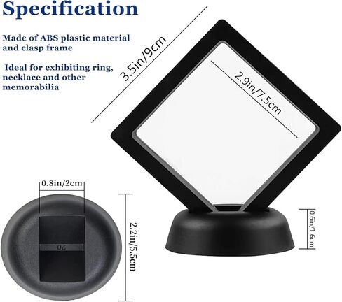 BALLETBYM 20 علبة عرض إطار عائم ثلاثي الأبعاد، حوامل عرض العملات المعدنية، إطارات عائمة سوداء ثلاثية الأبعاد لحلق قلادة سوار، ميدالية AA، أصداف، حفريات، أحجار كريمة، معادن، صخور in Kuwait