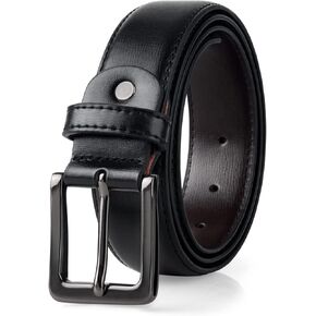 maikun Mens Black Leather Belt, Casual Dress Belts For Men, Classic Design Mens Leather Work belt