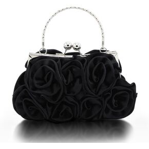 JAMBHALA Women Evening Clutch Bag Floral Satin Purses with Detachable Strap for Wedding, Party, Prom