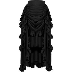 Women's Medieval Renaissance Gothic Skirt High Low Victorian Ruffled Skirt in Kuwait