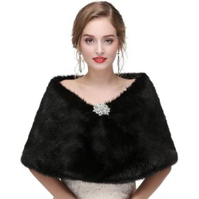 Haloty Wedding Faux Fur Shawls and Wraps Bride Bridal Fur Stole Cape Fur Shrug in Saudi Arabia