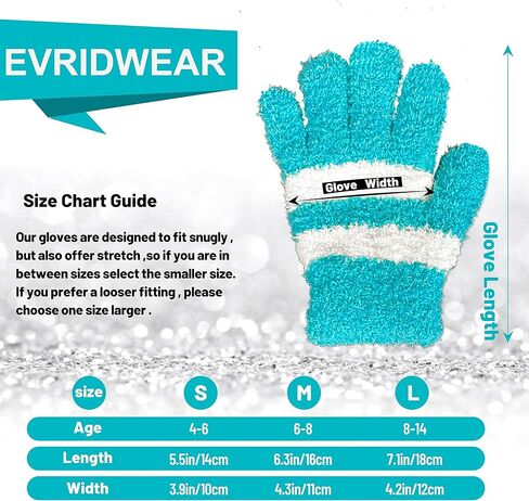 Evridwear Kids Winter Gloves, Fluffy Stretchy Warm Winter Gloves for Kids, Boys & Girls Outdoors Playing, Go to School in Kuwait