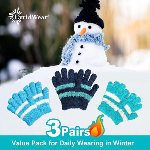 Evridwear Kids Winter Gloves, Fluffy Stretchy Warm Winter Gloves for Kids, Boys & Girls Outdoors Playing, Go to School in Kuwait