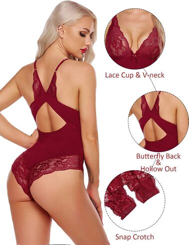 Avidlove Women Lingerie Bodysuit Snap Crotch Teddy One Piece Babydoll in Saudi Arabia