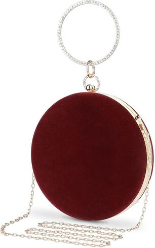 Selighting Round Velvet Clutch Purses for Women Evening Bags Formal Wedding Purse Prom Cocktail Party Clutch Hand Bag in Saudi Arabia