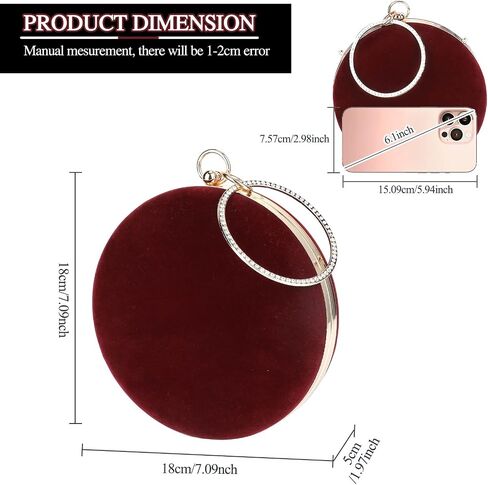 Selighting Round Velvet Clutch Purses for Women Evening Bags Formal Wedding Purse Prom Cocktail Party Clutch Hand Bag in Saudi Arabia