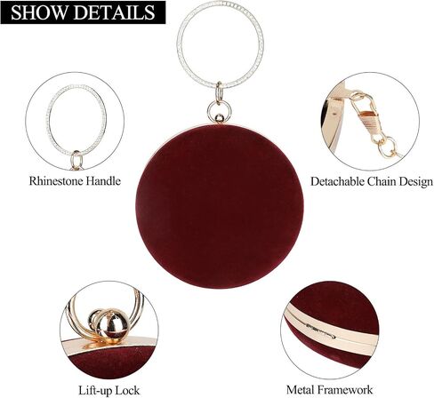 Selighting Round Velvet Clutch Purses for Women Evening Bags Formal Wedding Purse Prom Cocktail Party Clutch Hand Bag in Saudi Arabia