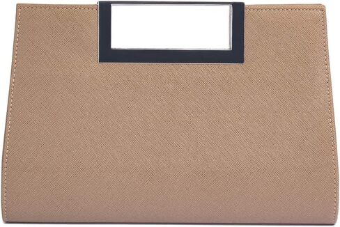 WALLYN'S Clutch Purse for Women PU Leather/Straw Evening Party Metal Grip Cut it out Handbag with Shoulder Chain Strap in Kuwait