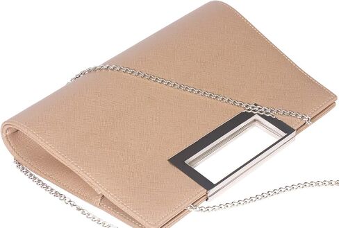 WALLYN'S Clutch Purse for Women PU Leather/Straw Evening Party Metal Grip Cut it out Handbag with Shoulder Chain Strap in Kuwait