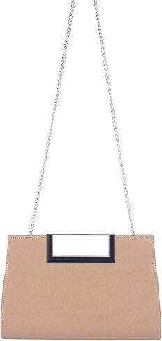 WALLYN'S Clutch Purse for Women PU Leather/Straw Evening Party Metal Grip Cut it out Handbag with Shoulder Chain Strap in Kuwait