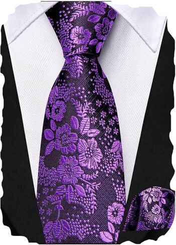 Hi-Tie Silk Boys Tie 8-14 Self-Tied Ties for Boy Paisley Solid Kid Necktie and Pocket Square Set for Wedding in Kuwait