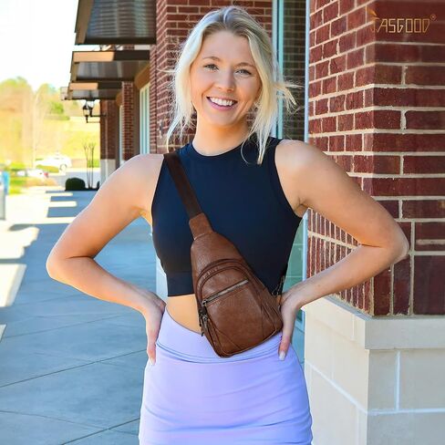 JASGOOD Small Sling Bag for Women Leather Fanny Packs Crossbody Bags Trendy Chest Bag for Travel Anti-Theft Sling Purse in Kuwait