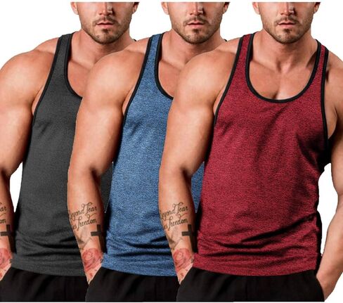 COOFANDY Men's 3 Pack Gym Tank Tops Y-Back Workout Muscle Tee Sleeveless Fitness Bodybuilding T Shirts in Saudi Arabia