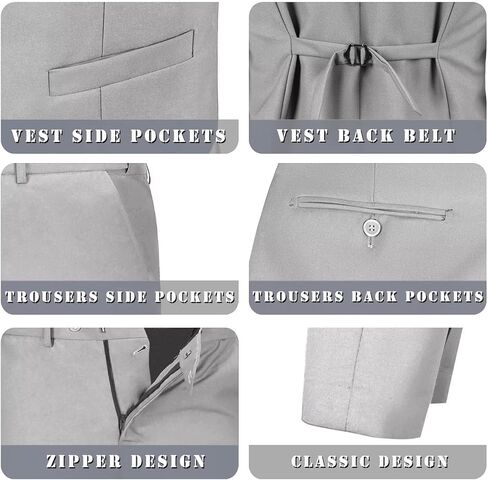 LOPEN STU Mens Suit Slim Fit 3 Piece Wedding Outfit Prom Suits for Men Dress Jacket Tux Vest and Pants Set in Kuwait