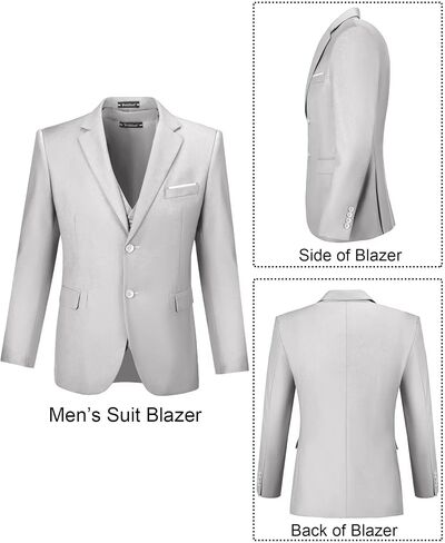 LOPEN STU Mens Suit Slim Fit 3 Piece Wedding Outfit Prom Suits for Men Dress Jacket Tux Vest and Pants Set in Kuwait