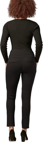 بنطلون تشارلي بيج بونتي للنساء، سروال رسمي مطاطي للنساء، ملابس عالية الخصر للعمل مع جيوب، S-4XL أسود in Kuwait