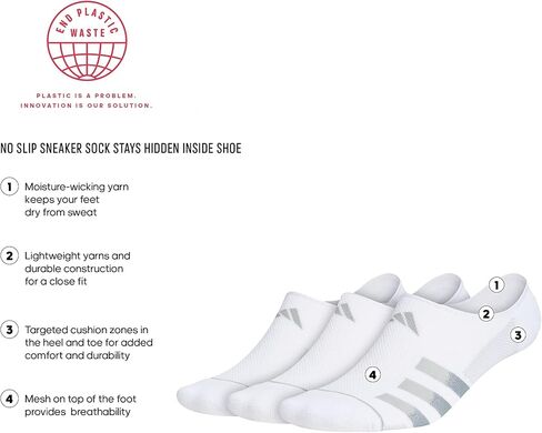 adidas Men's Superlite Stripe 3 No Show Socks (3-Pair) in Saudi Arabia