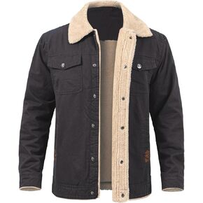 MANSDOUR Men's Winter Cargo Jacket Warm Cotton Fleece lined Sherpa Jackets Military Trucker Work Coat