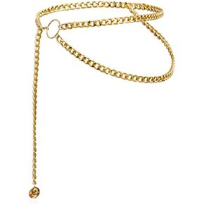 Salircon Gold Chain Belt for Women Plus Size M L XL Metal Belly Waist Belt Bling Body Chain in Kuwait