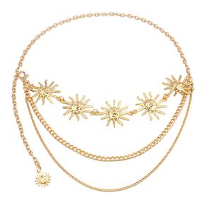 Sun Waist Chain Multilayer Chain Belts for Women Sun Waist Belt Gold Body Chain Waist Chains for Women Sexy Multi Layered Chain Belt Sun Belly Chains for the Waist Body Chains Accessories