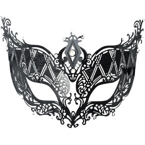 Seglorwy Womens Masquerade Mask Metal Rhinestone Venetian Halloween Christmas Evening Prom Ball Party Mask