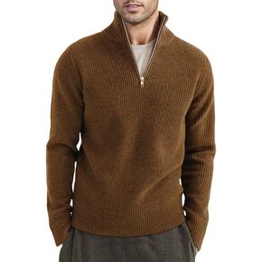 JMIERR Mens Quarter Zip Sweater Mock Neck Polo Polluver Lightweight Turtleneck Knit Sweaters for Men with Ribbed Edge