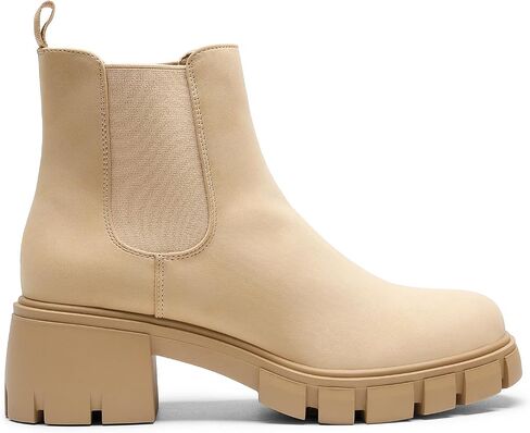 DREAM PAIRS Women's Elastic Chelsea Ankle Boots Platform Low Chunky Block Heel Lug Sole Slip on Fall Heeled Booties Shoes in Saudi Arabia