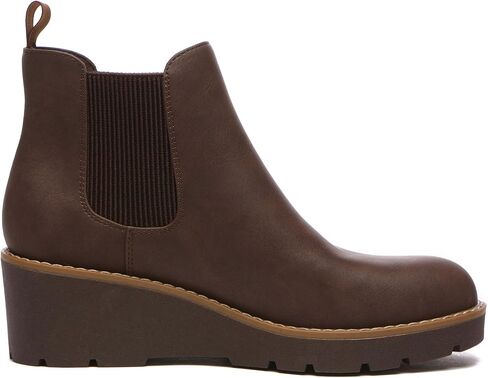 Athlefit Women's Chelsea Wedge Boots Elastic Platform Lug Sole Slip on Wedge Ankle Booties in Kuwait
