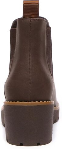 Athlefit Women's Chelsea Wedge Boots Elastic Platform Lug Sole Slip on Wedge Ankle Booties in Kuwait