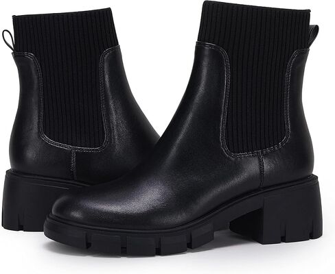 Ruanyu Womens Platform Ankle Boots Elastic Chunky Block Heel Chelsea Booties Lug Sole Non-Slip Combat Shoes in Saudi Arabia