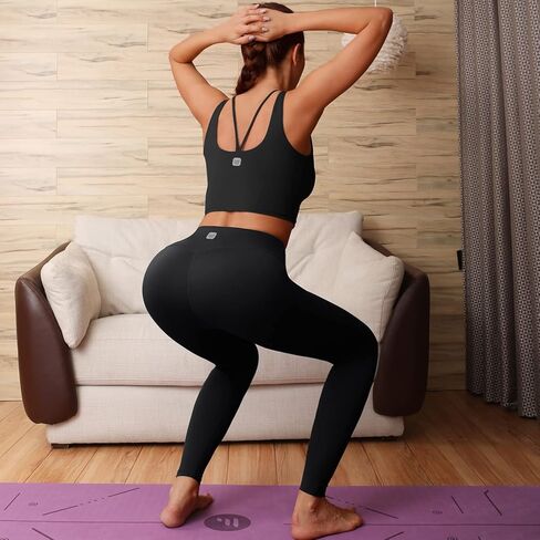 سراويل ضيقة UUE عالية الخصر للنساء للتحكم في البطن وتمارين الجري ومضادة للقرفصاء، سراويل يوجا رياضية مع جيب داخلي in Kuwait