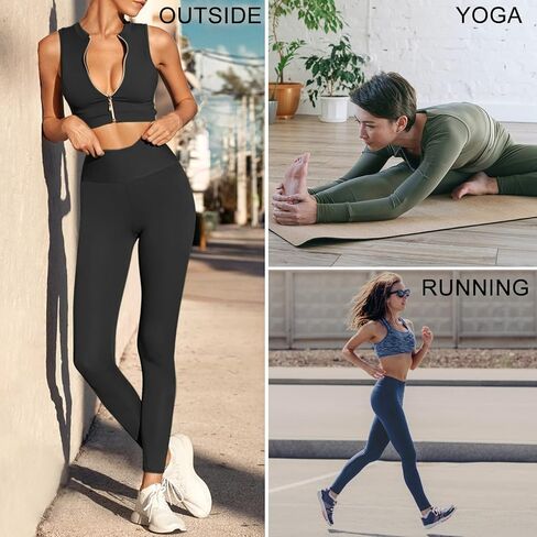 سراويل ضيقة UUE عالية الخصر للنساء للتحكم في البطن وتمارين الجري ومضادة للقرفصاء، سراويل يوجا رياضية مع جيب داخلي in Kuwait