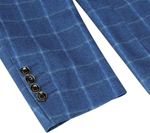 Cloudstyle Mens 3-Piece Plaid Suit Set Modern Fit Jacket Tux Blazer Vest Pants in Kuwait