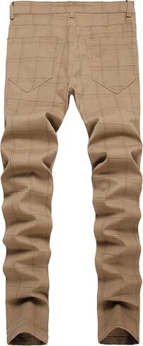سراويل TENGINE منقوشة للرجال، سراويل كاجوال ضيقة قابلة للتمدد للرجال من Chinos Golf Business Dress in Kuwait