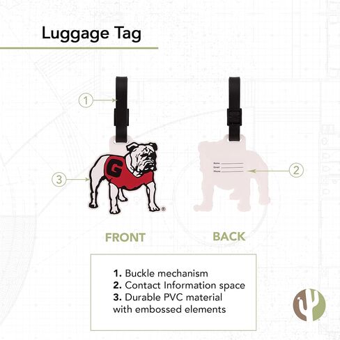 حقيبة علامات الأمتعة بجامعة جورجيا بولدوج UGA Dawgs (علامة الأمتعة البلاستيكية - التصميم C) in Saudi Arabia