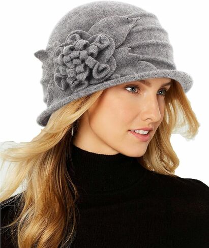 Round Cloche Hat for Women Vintage Wool 1920s Cloche Winter Hat in Kuwait