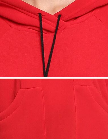 Qearl Women XMAS Autumn Loose Warm Pocket Pullover Hoodie Tunic Sweatshirt (L, Red) in Kuwait