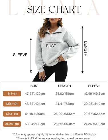 LaLaLa Womens Half Zip Long Sleeve Sweatshirt Oversized Casual Drop Shoulder Fleece Pullover Tops with Pocket in Kuwait
